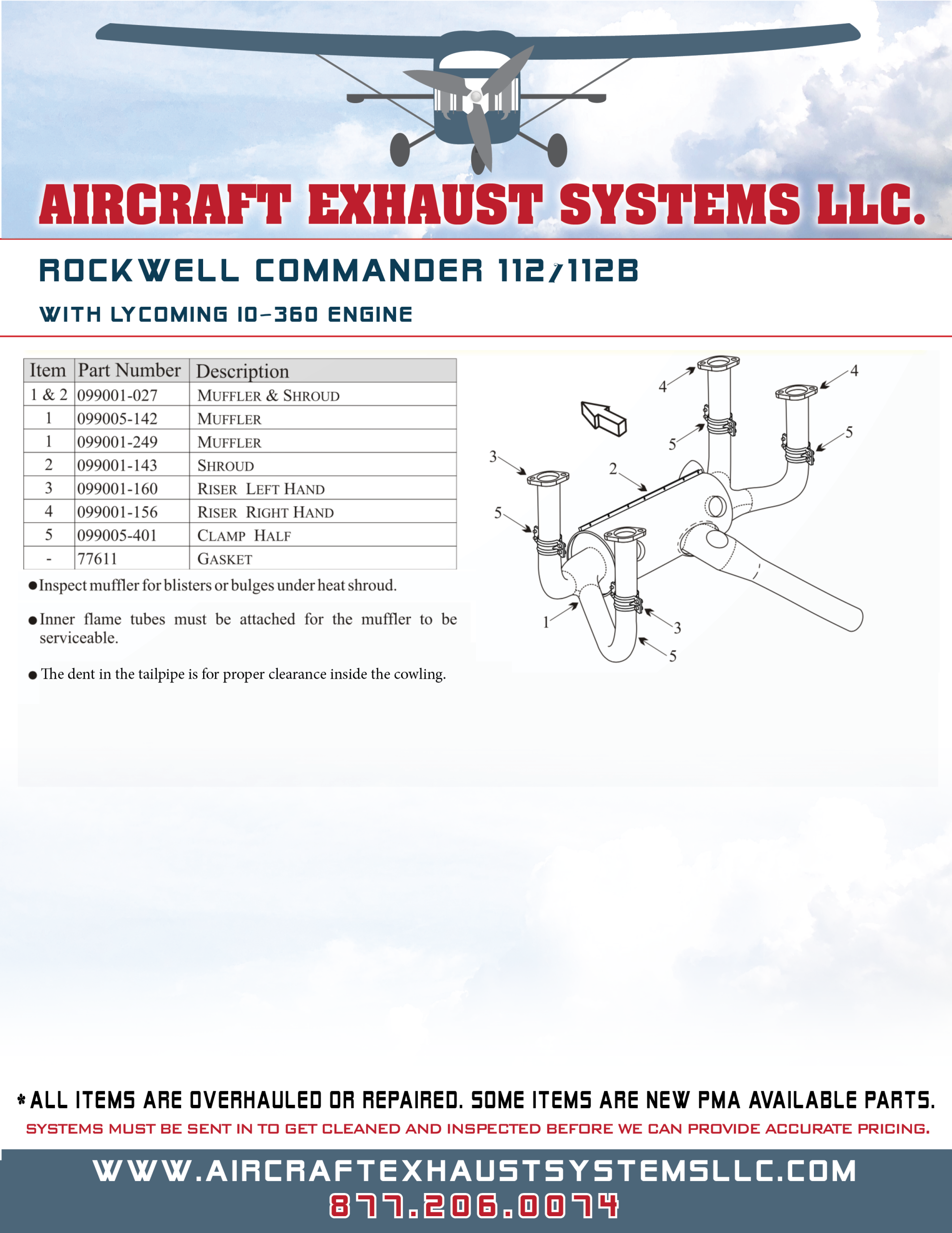 Rockwell Commander 112/112B - Aircraft Exhaust Systems LLC